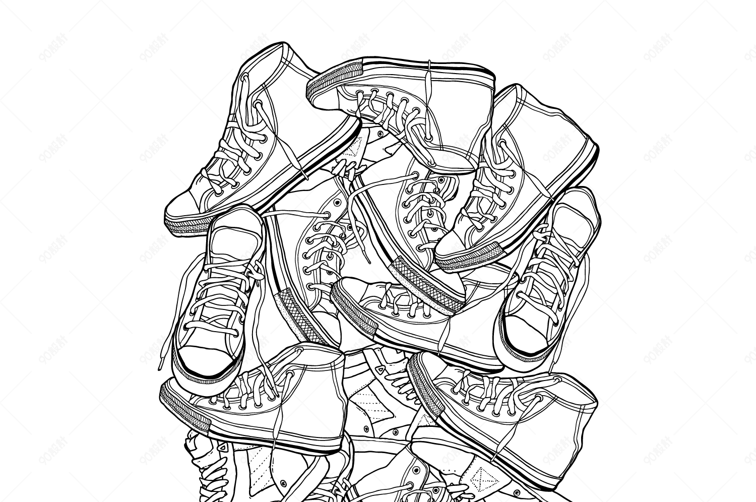 帆布鞋速写简笔画