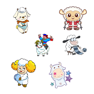 织毛衣玩皮球的小羊素材pngpsd2000*2000卡通小动物pngpsd2000*2000