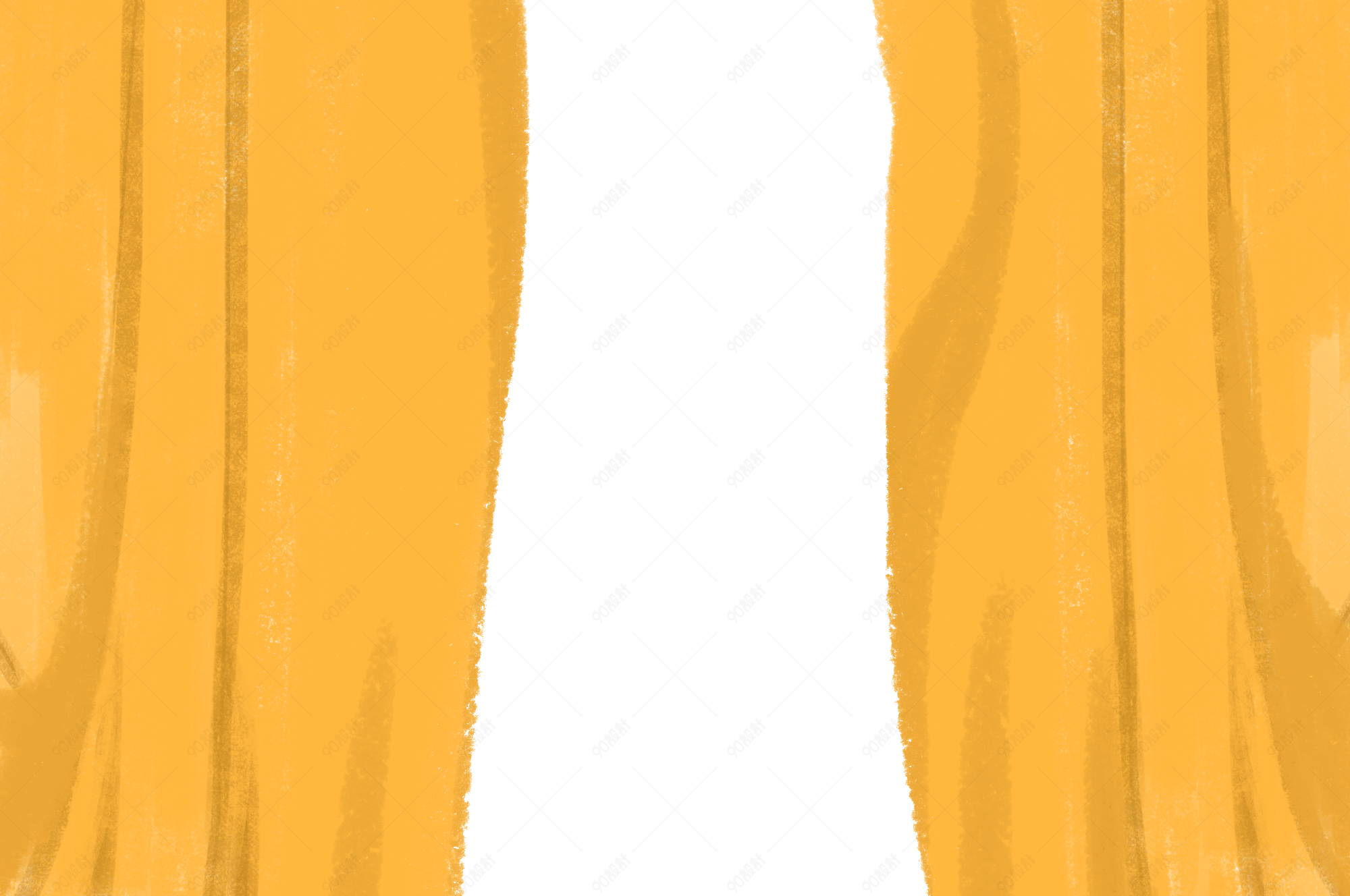 窗帘家居帘幕黄布手绘png免抠素材