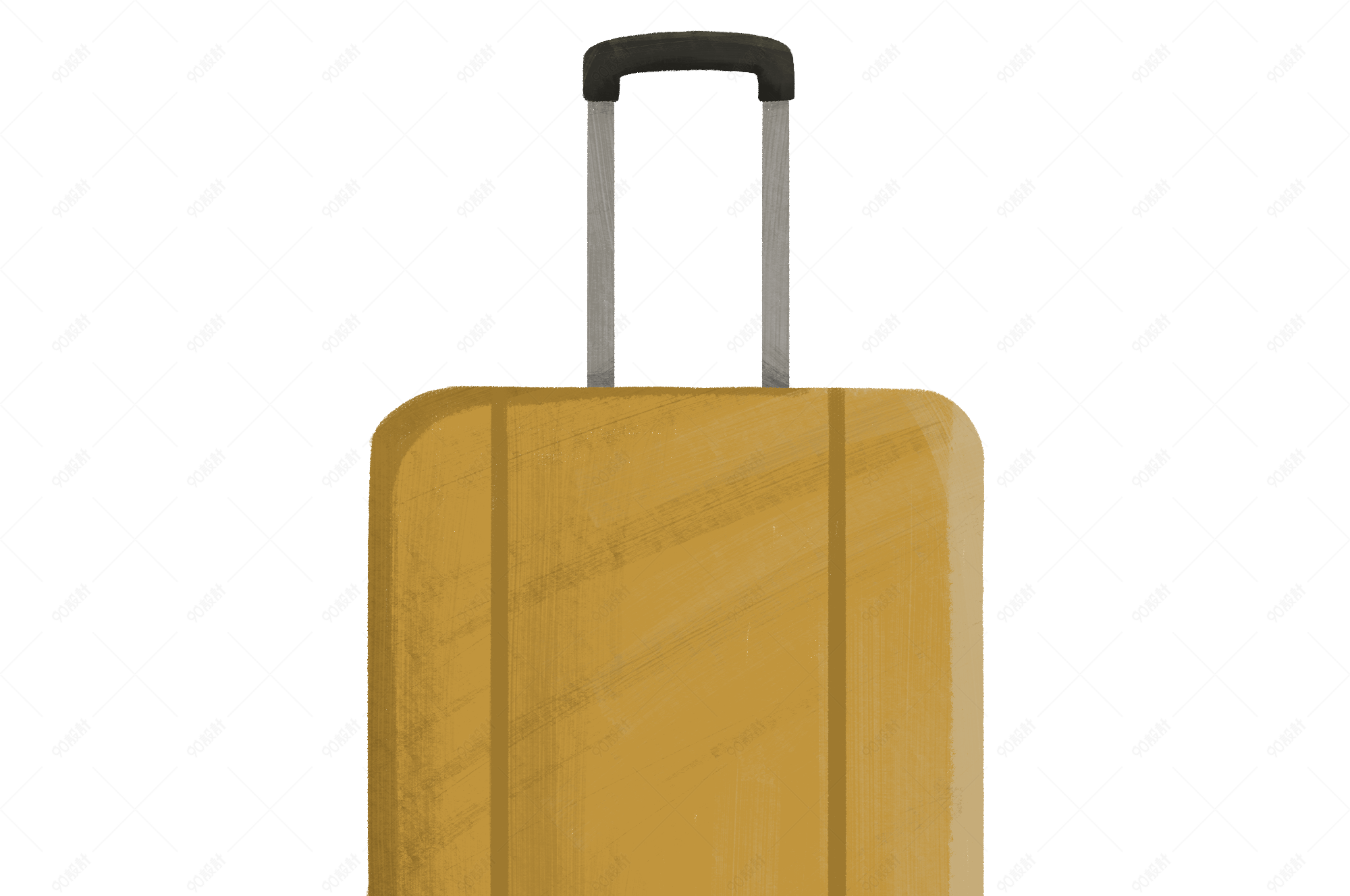 旅游季拉杆箱黄色旅行箱插画手绘png免抠【免抠元素png】-90设计网