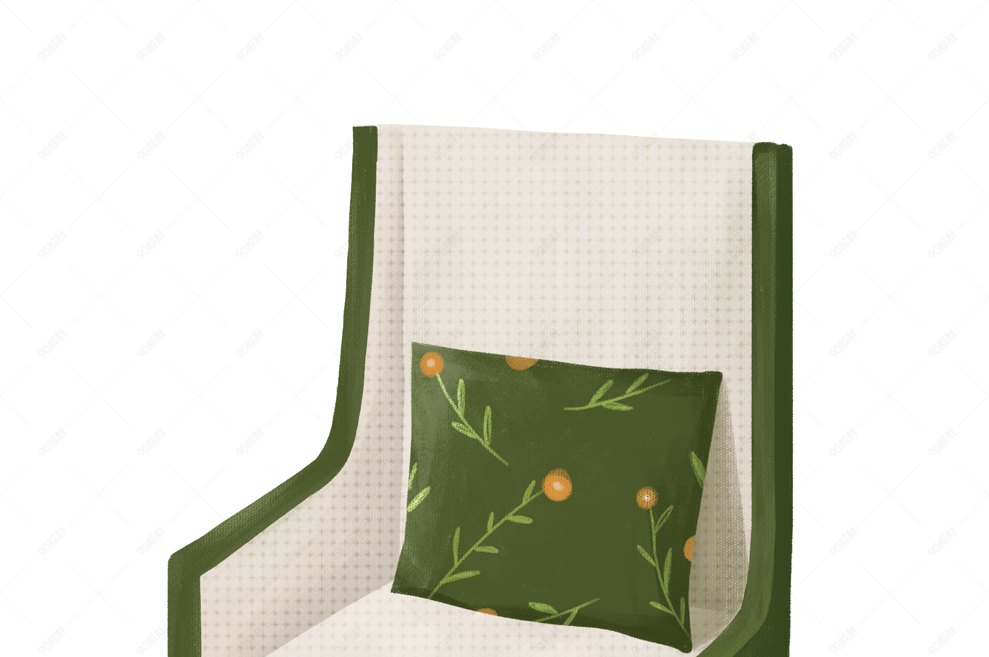 沙发抱枕绿色欧美风单人沙发手绘