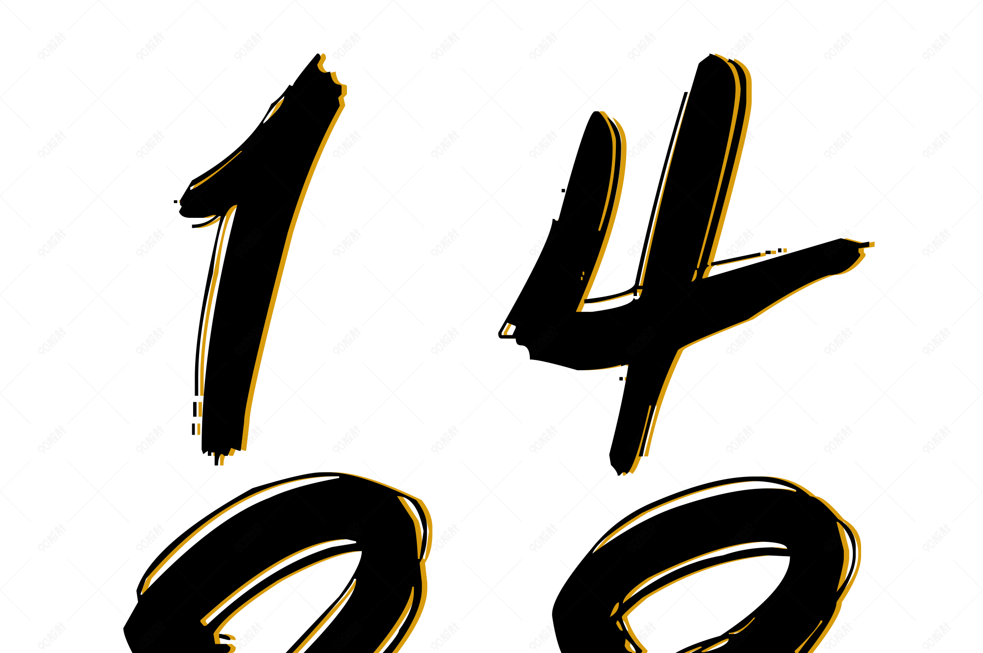 倒计时矢量字体1234阿拉伯数字