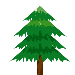 圣诞节圣诞树松树绿色雪植物卡通