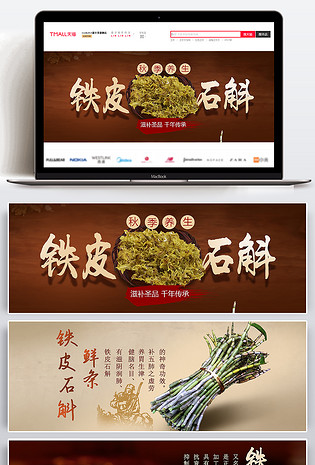 铁皮石斛草药中药中国风海报石斛保健药材棕色深色养生古朴海报