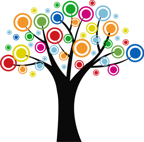 手绘七彩许愿树素材