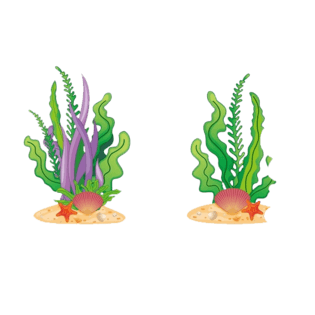 水草装饰插画绿色春季植物元素pngpsd2000*2000卡通手绘风格山水草地