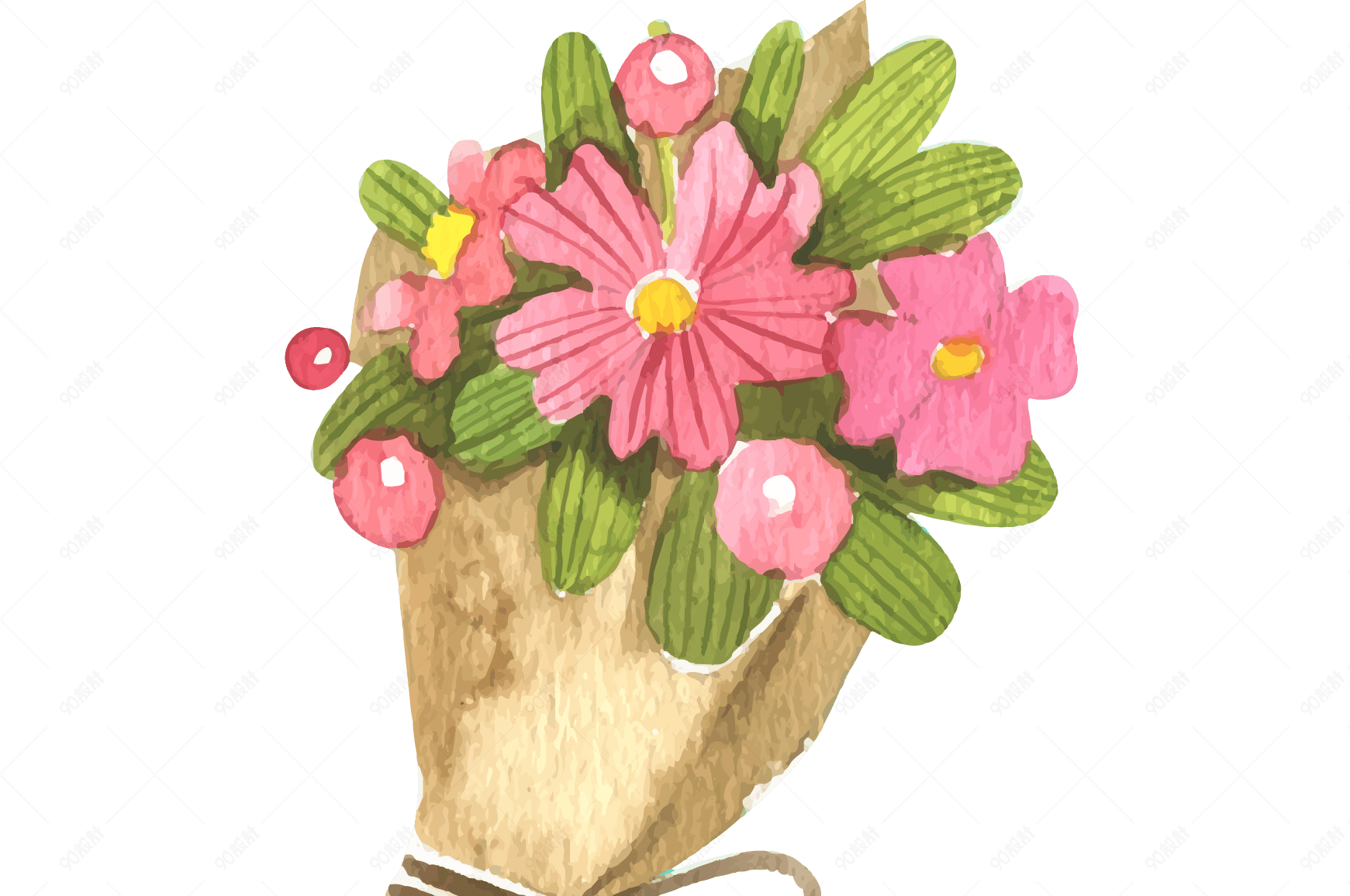 水彩花束 免抠元素png 90设计网