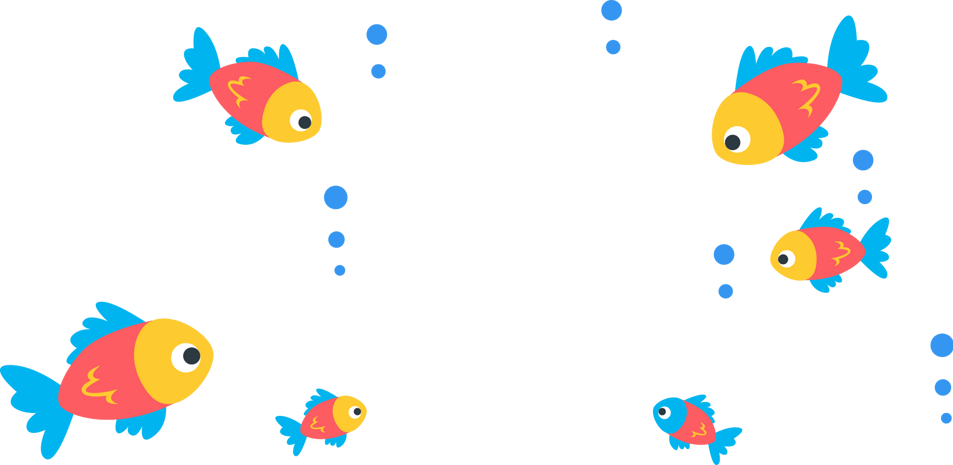 绿色简约中国风格山水荷花鱼群插画pngpsd2000*2000蓝色的小鱼pngpsd