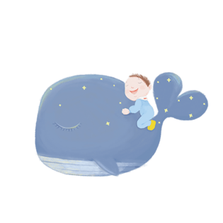 抱着鲸鱼睡觉的宝宝