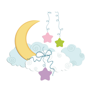 卡通月亮星星母婴店装饰元素