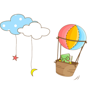 卡通云朵热气球