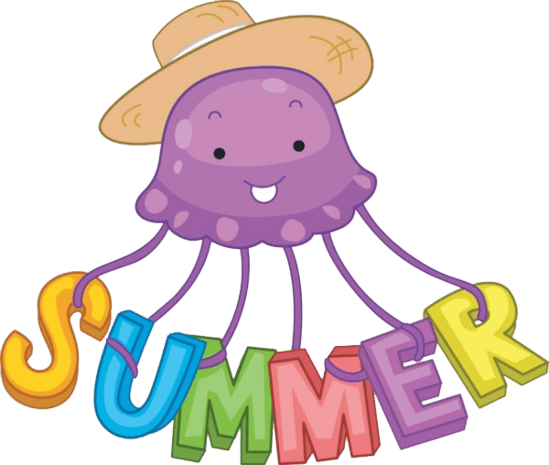 夏日英文卡通章鱼装饰