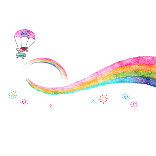 卡通彩色颜料彩虹花朵漂浮素材