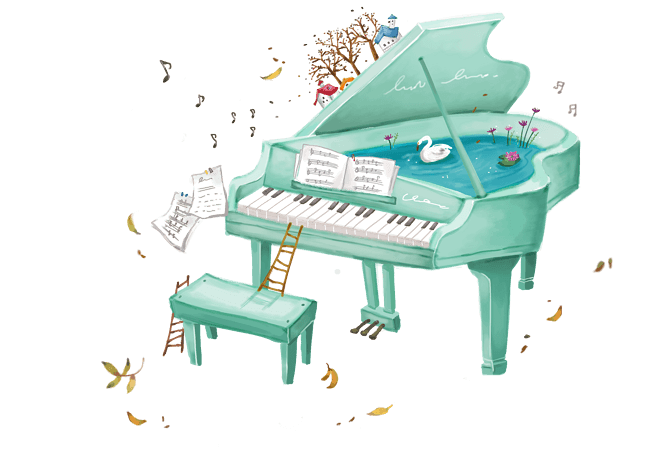 卡通创意蓝色钢琴音符