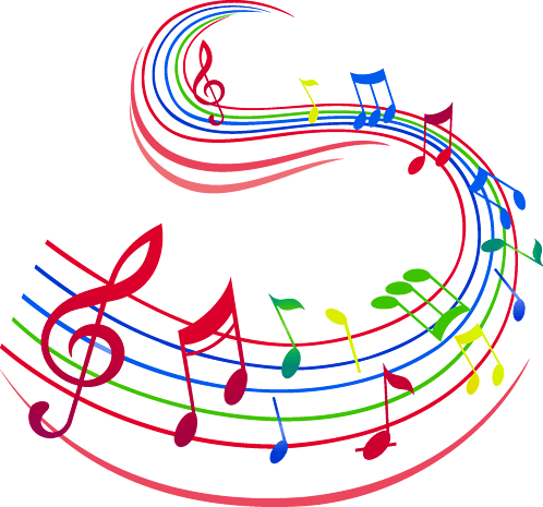 彩色音符漂浮元素