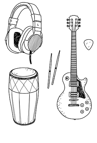 手绘素描音乐器材
