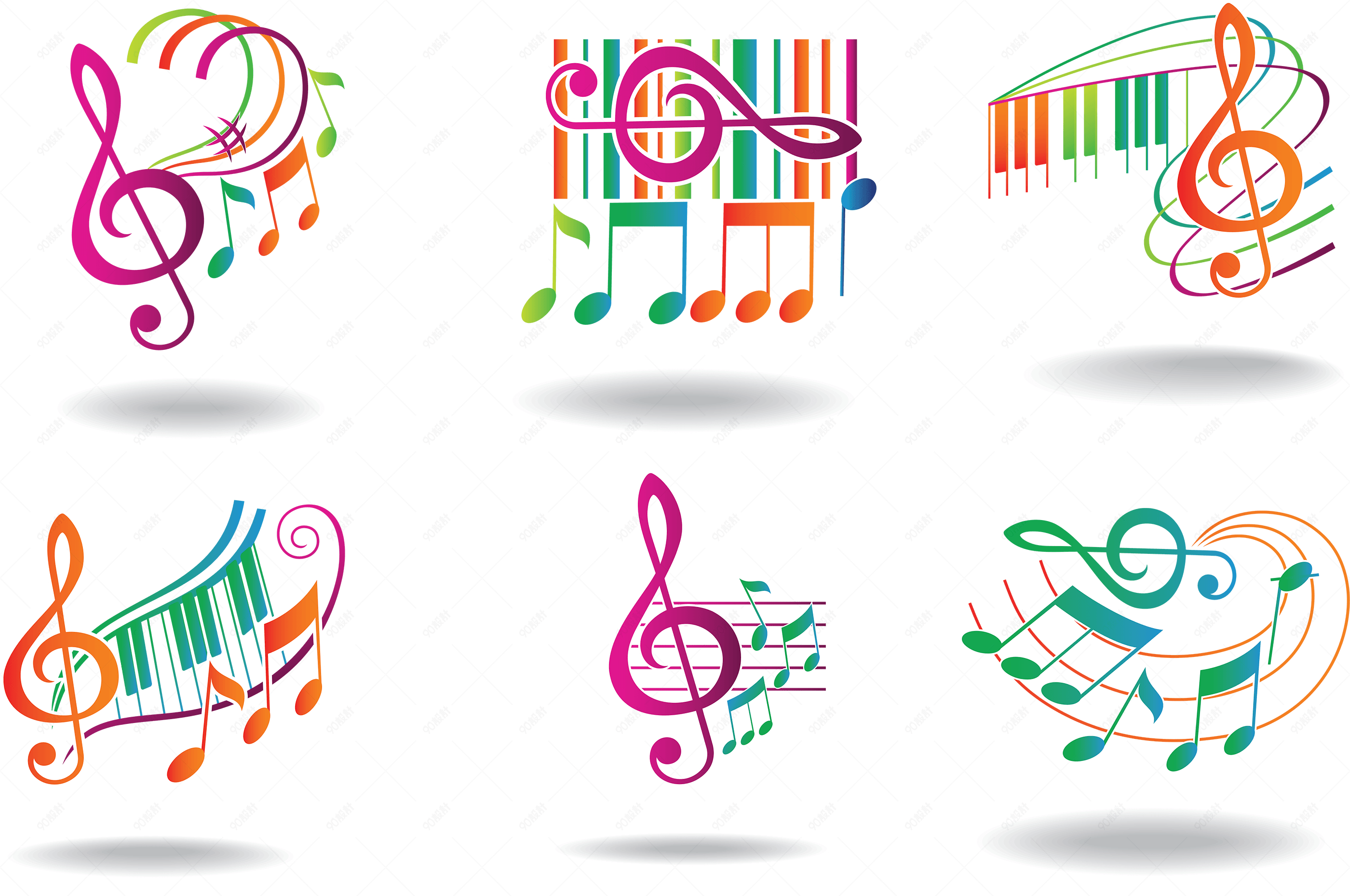彩色动感音乐乐符图标