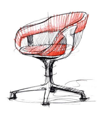 红色彩铅旋转座椅