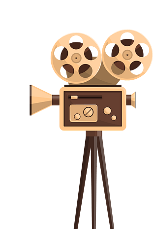 矢量黄色复古老上海电影放映机pngpsd2000*2000卡通可爱边框对话框