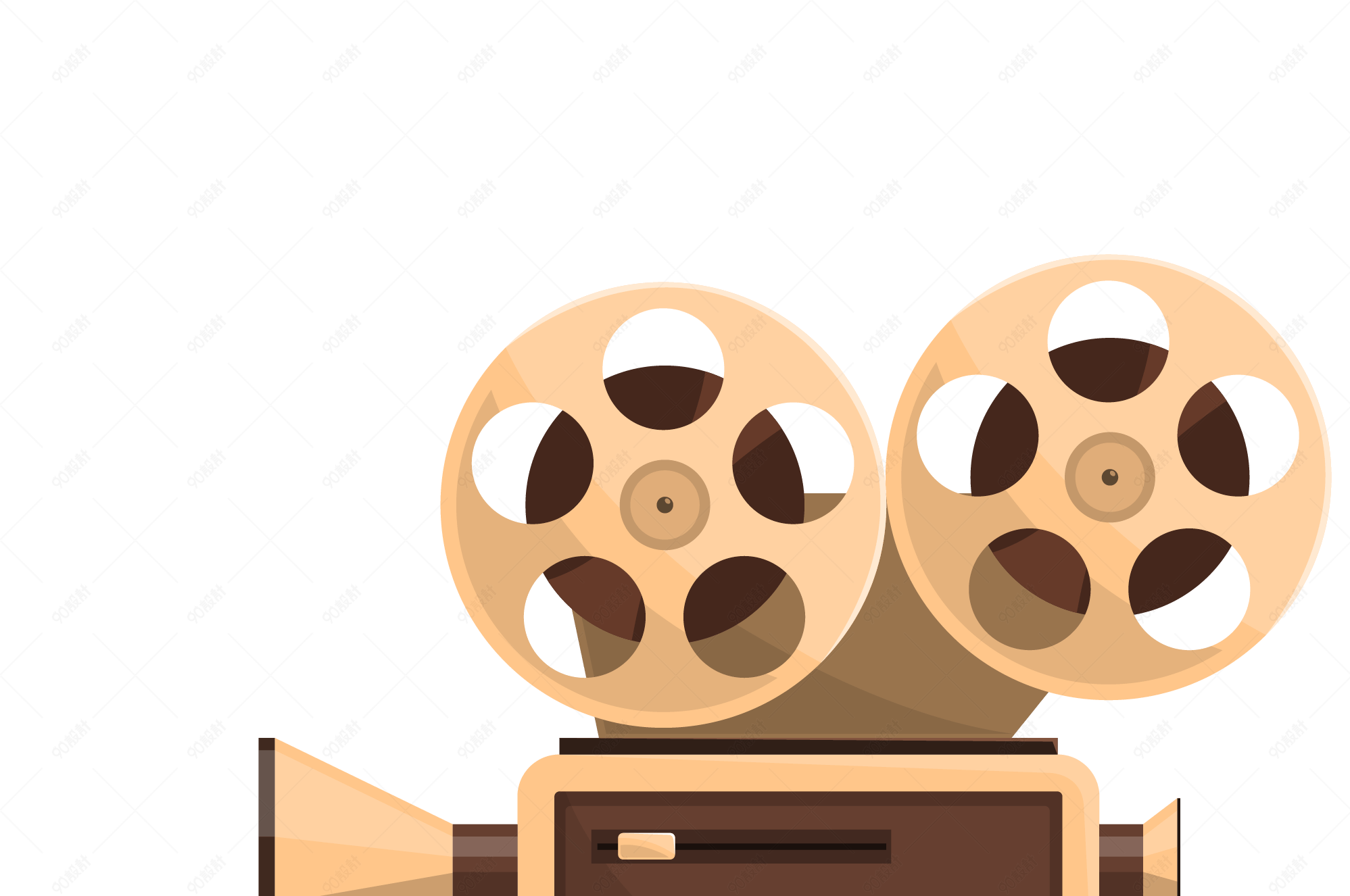 矢量黄色复古老上海电影放映机