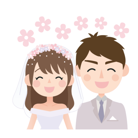 结婚新人卡通人物pngpsd2000*2000婚礼婚庆汉服男女执子之手桃花下png