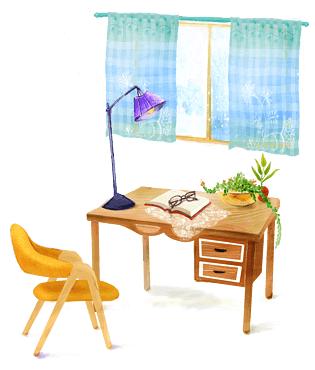 水彩手绘书房空间