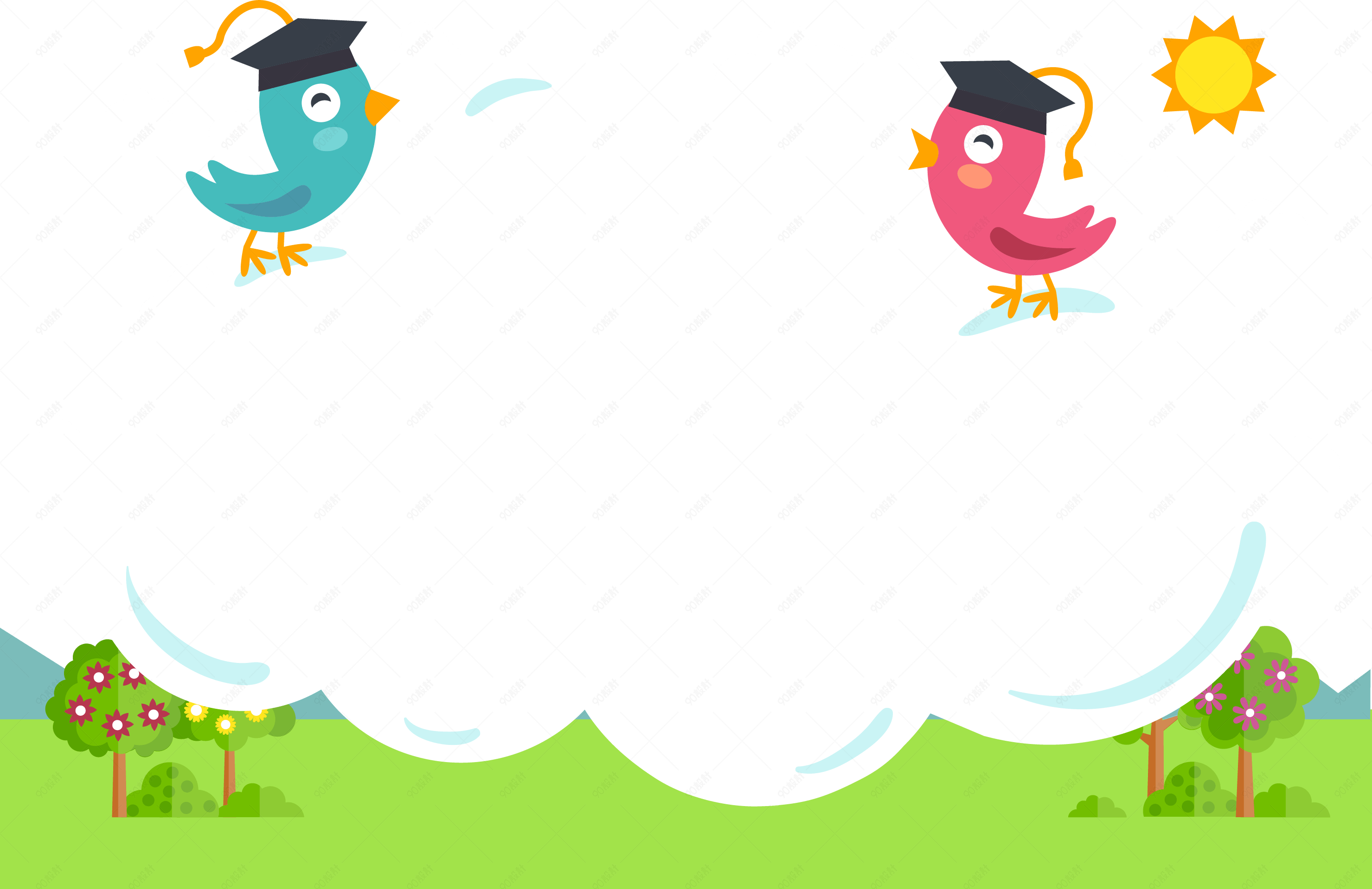 卡通小鸟卡片对话框【免抠元素png】-90设计网