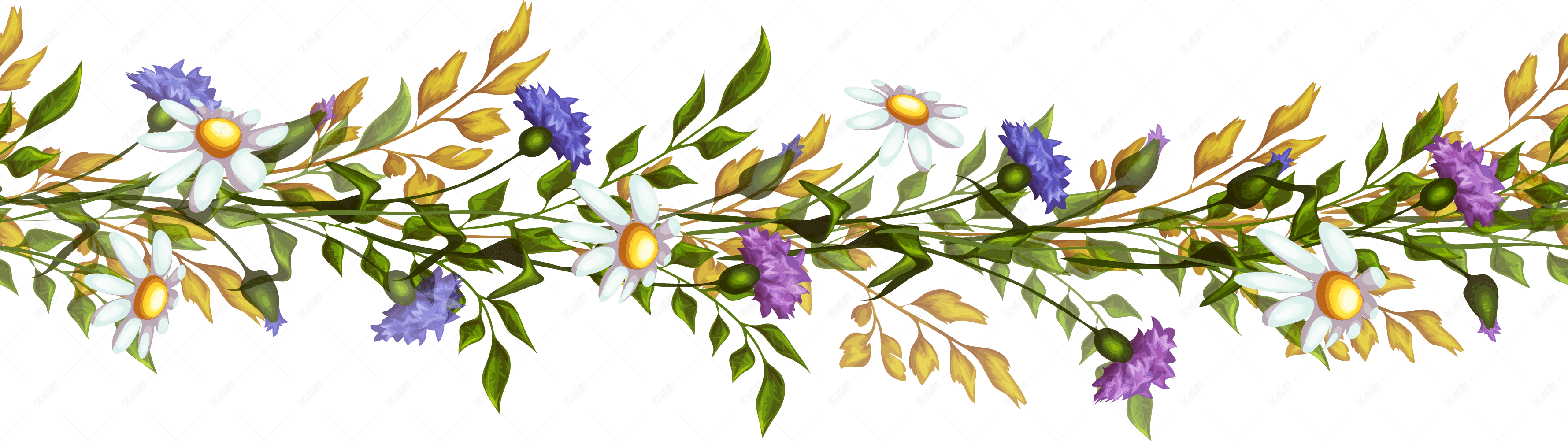 小清新插花花朵花藤边框矢量素材【免抠元素png】-90设计网