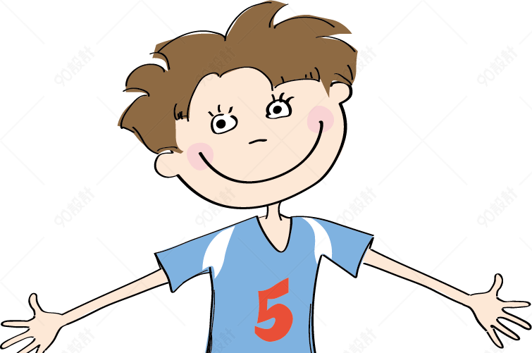 蓝色衣服五号运动小人卡通矢量素材插画