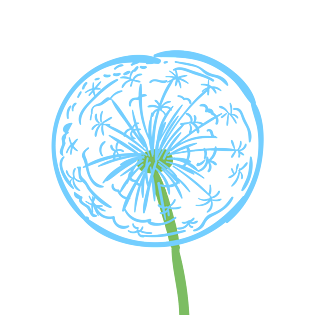 蓝色蒲公英卡通手绘