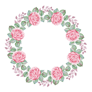 卡通花环粉色玫瑰花朵