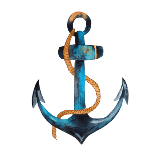 卡通水彩船锚