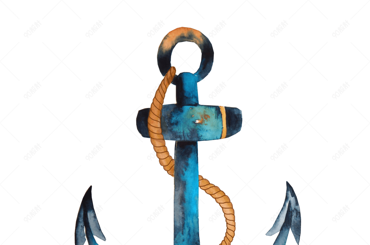 卡通水彩船锚