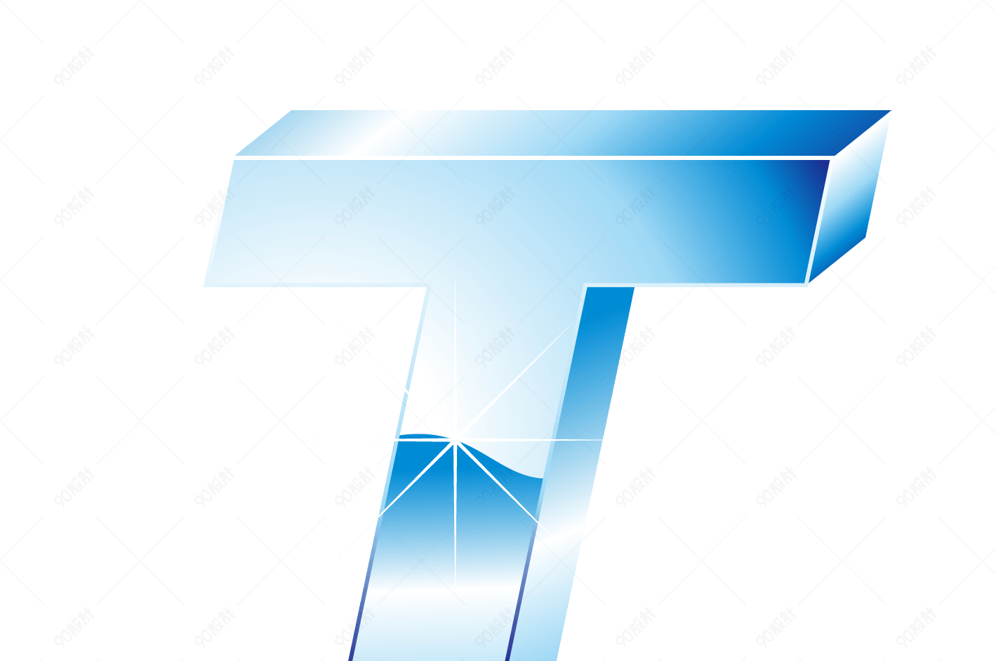 立体冰蓝效果字母t