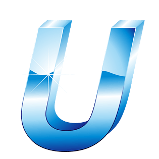 立体冰蓝效果字母u