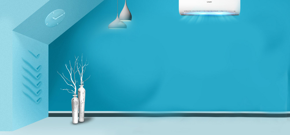 简约蓝色c4d室内空间家用电器海报背景