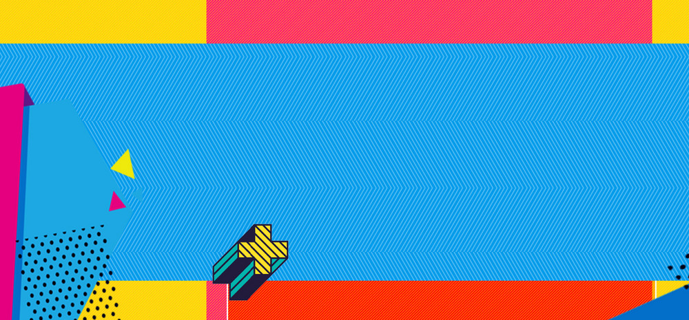 红蓝撞色孟菲斯女装海报背景