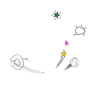 卡通彩色星星烟雾