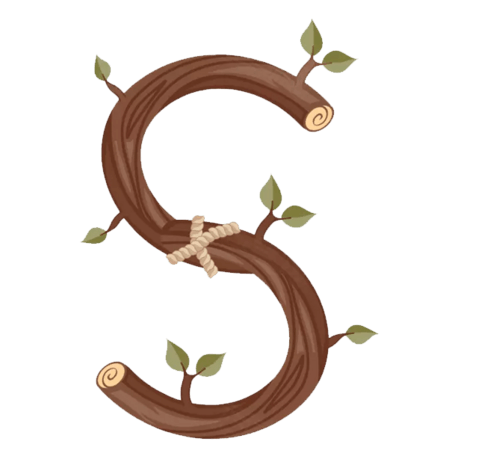 卡通树枝可爱英文字母s