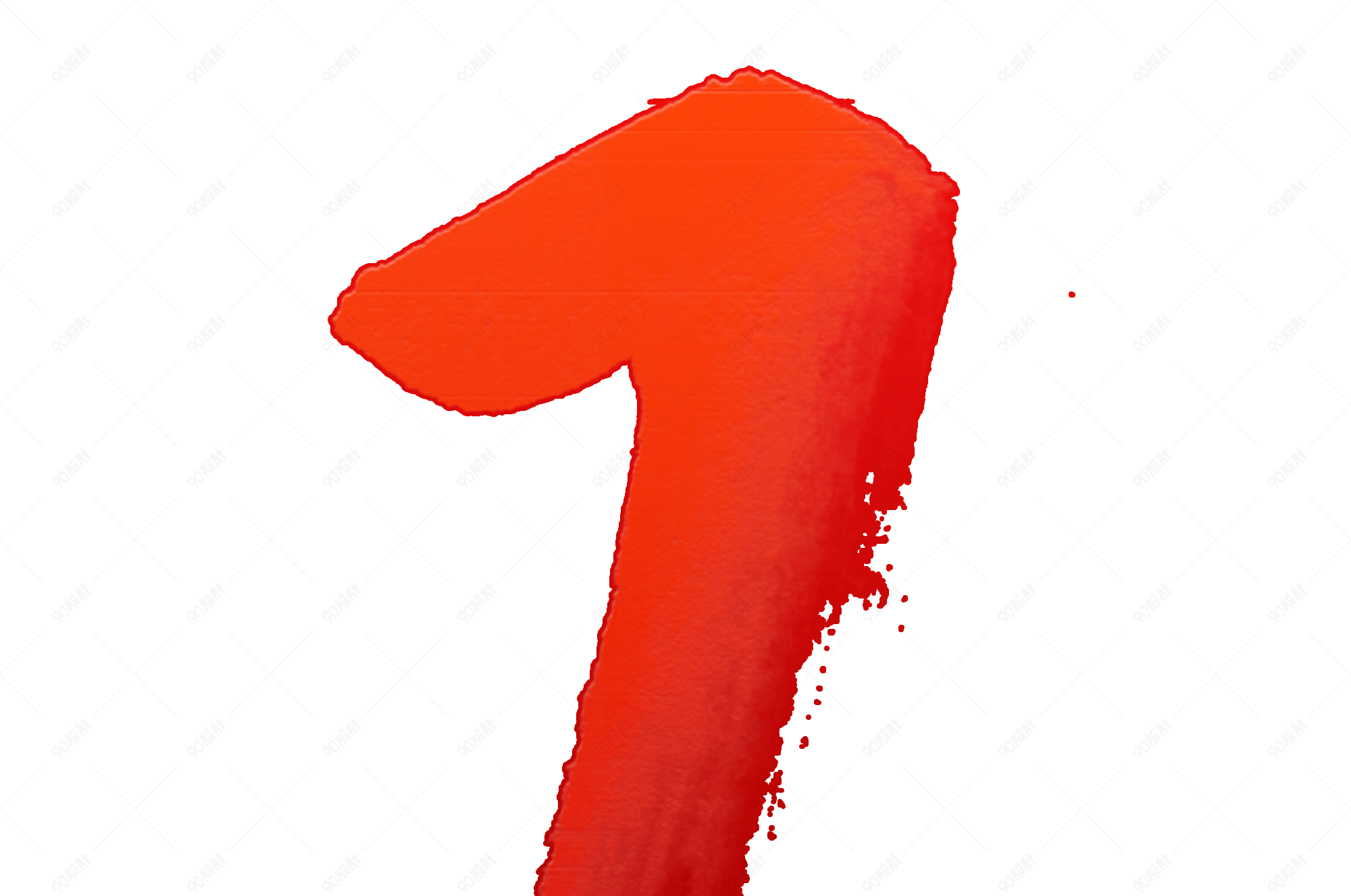 中国风创意渐变红色水墨倒计时数字1