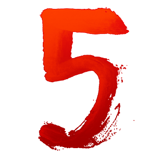 中国风创意渐变红色水墨倒计时数字5