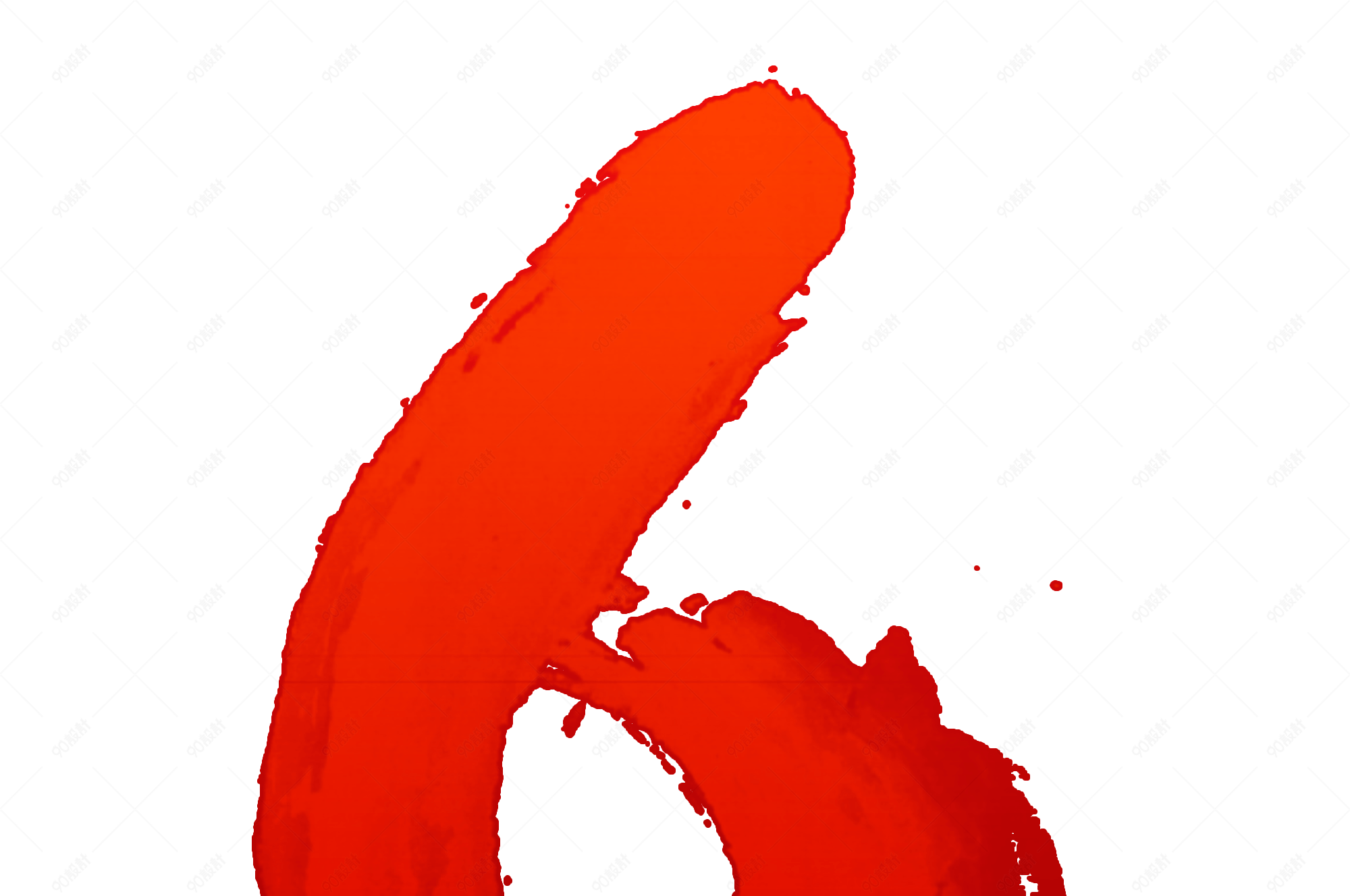 中国风创意渐变红色水墨倒计时数字6