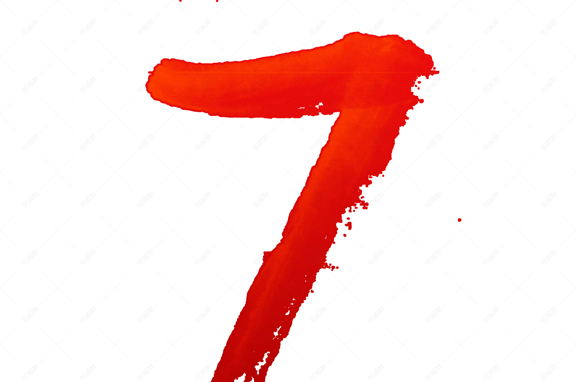 中国风创意渐变红色水墨倒计时数字7