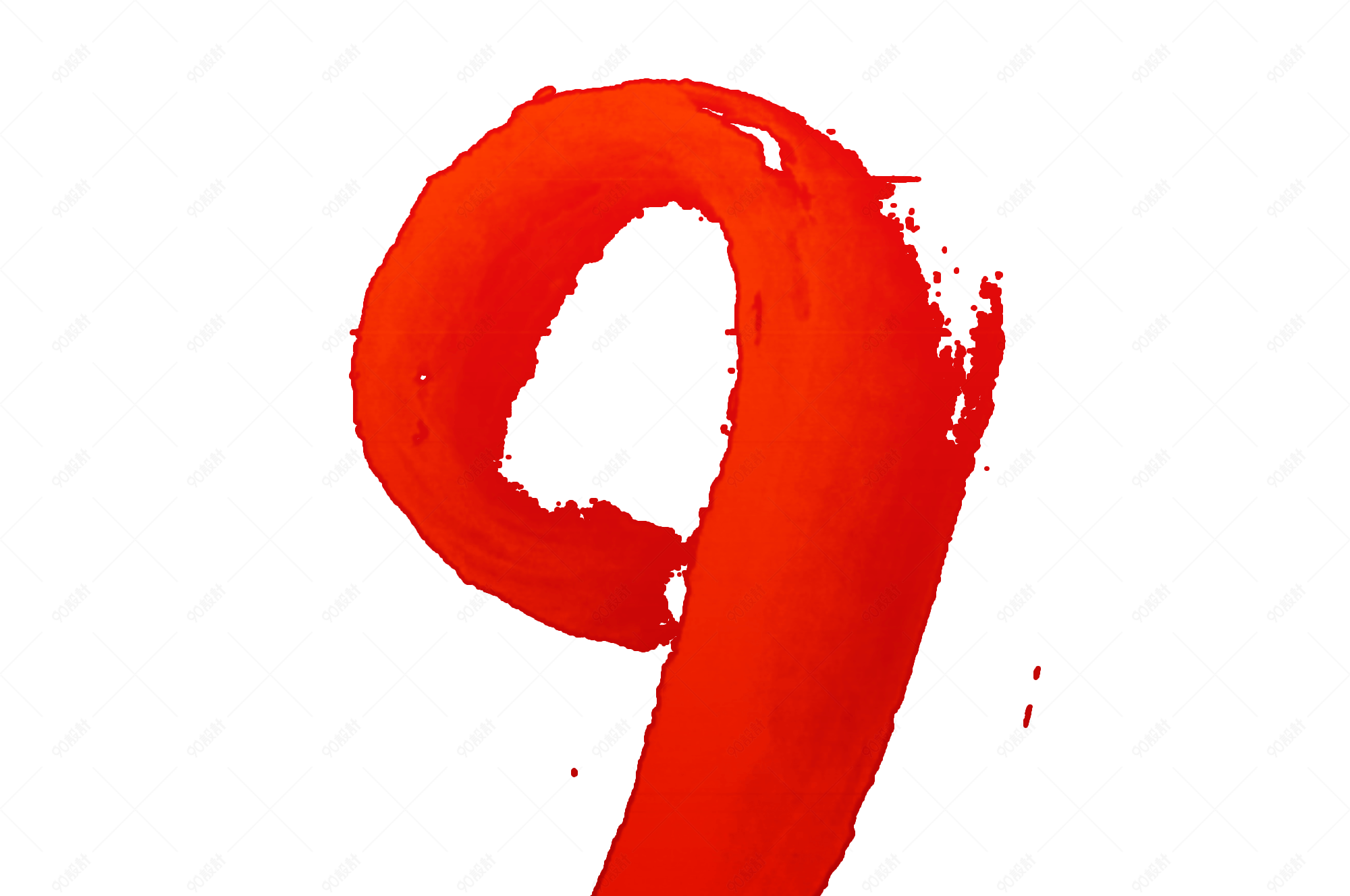 中国风创意渐变红色水墨倒计时数字9