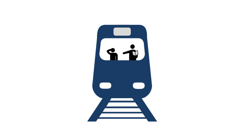 带有读书乘客的地铁图标
