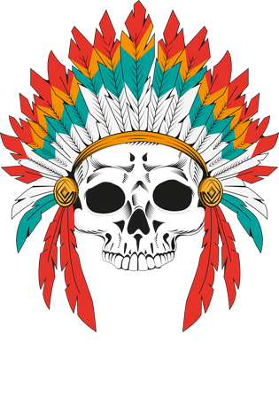 彩色羽毛骷髅头