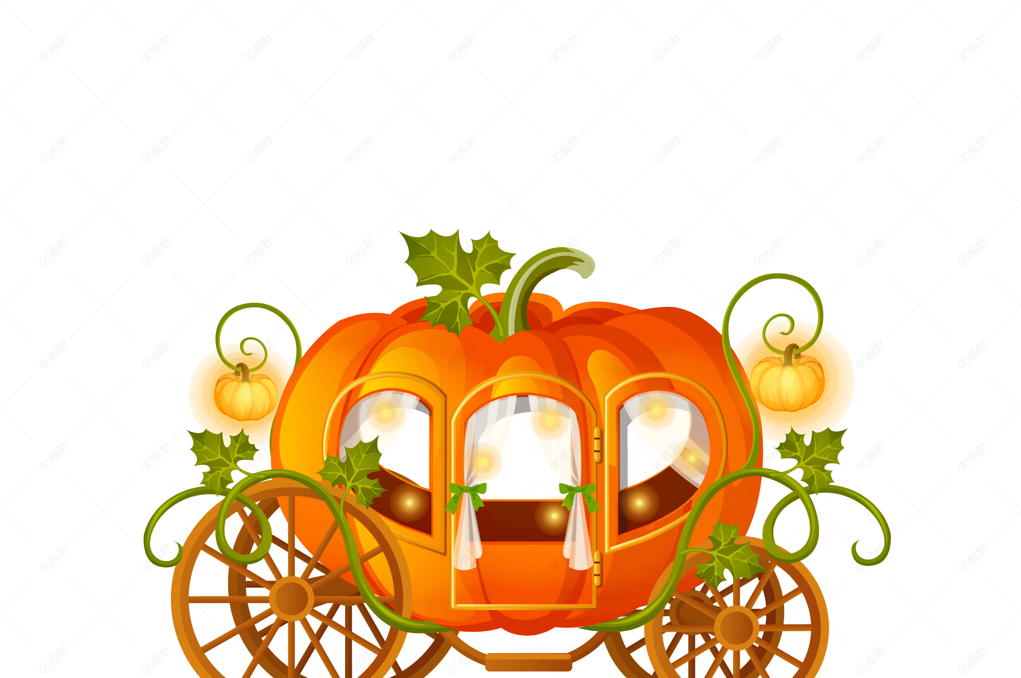 西方节日万圣节南瓜马车设计元素