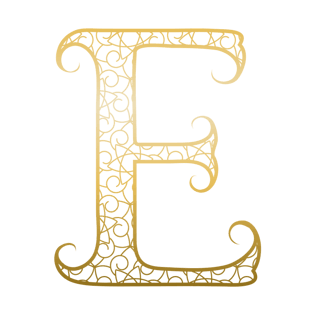 金色英文网状字母素材e