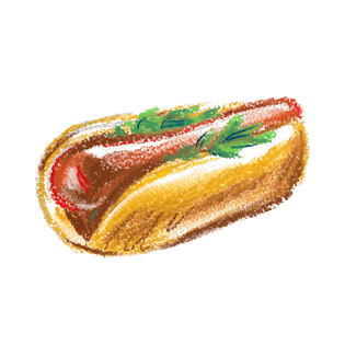 彩铅画食物热狗