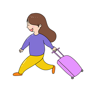 手绘中秋旅行出行出游回家女孩
